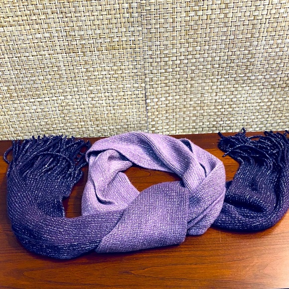 NWOT Extra Long Purple Haze Ombré Acrylic & Silver Metallic Scarf - Picture 5 of 11